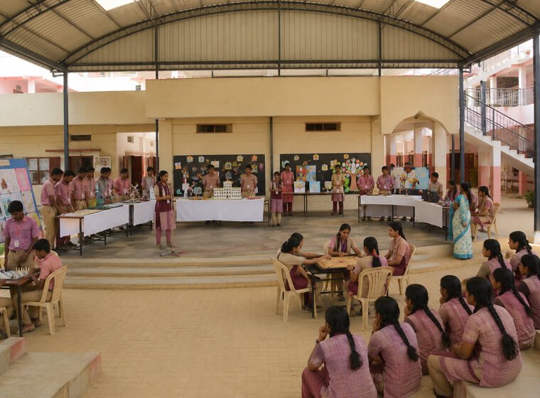 Students at a school club activity